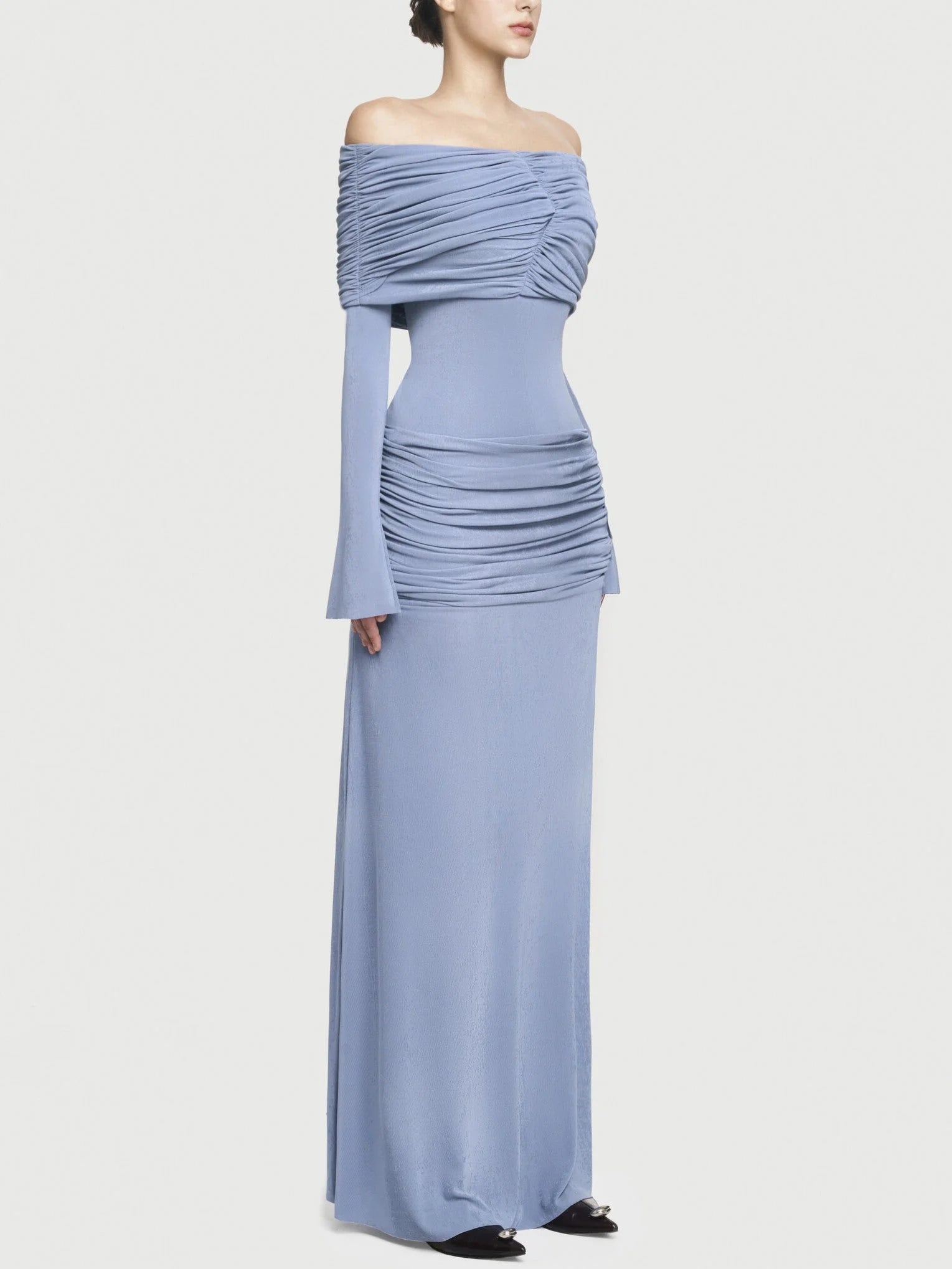 Jersey Off-Shoulder Draped Ruched Maxi Dress - Dresses