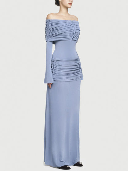 Jersey Off-Shoulder Draped Ruched Maxi Dress - Dresses