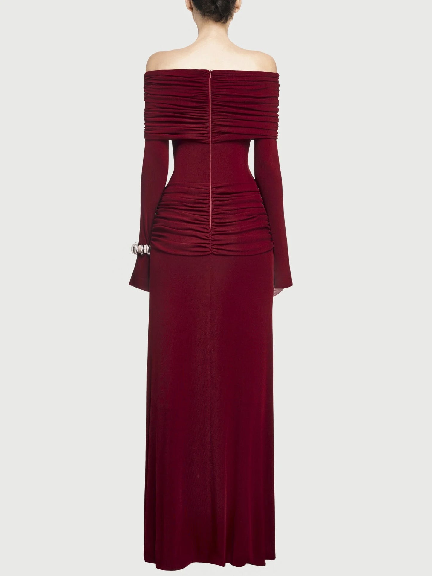 Jersey Off-Shoulder Draped Ruched Maxi Dress - Dresses