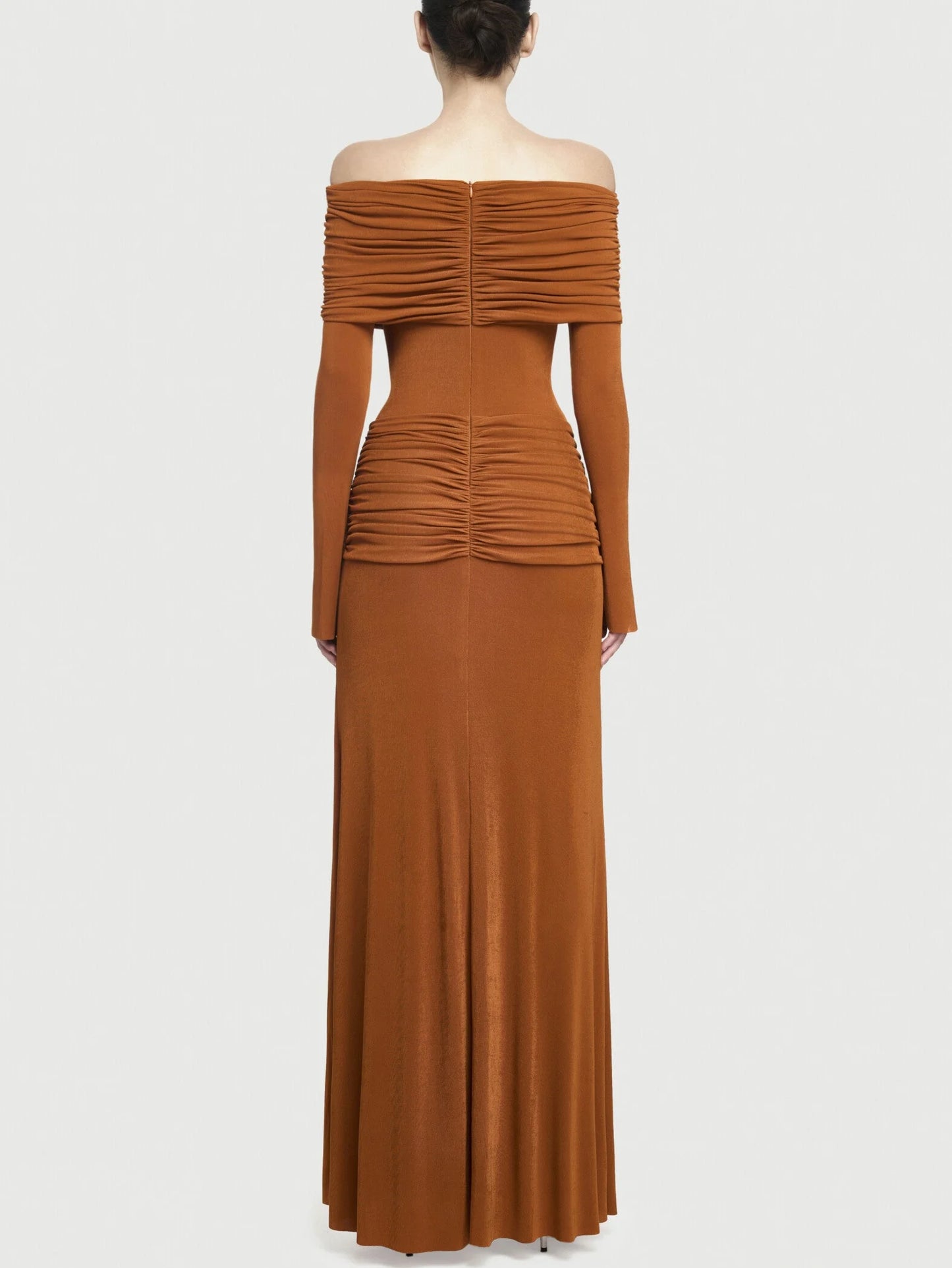 Jersey Off-Shoulder Draped Ruched Maxi Dress - Dresses