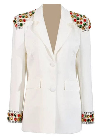 Jewel-Detail Single-Breasted Blazer Jacket - Jackets