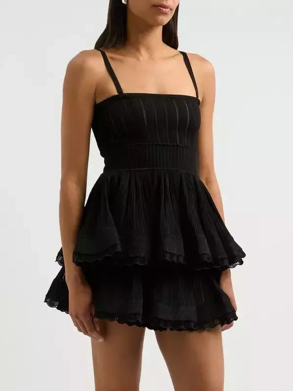 Knit Crinoline Top and Short Set in Black - Suits & Sets