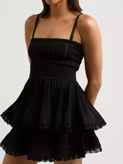 Knit Crinoline Top and Short Set in Black - Suits & Sets