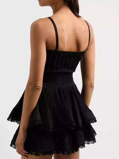 Knit Crinoline Top and Short Set in Black - Suits & Sets