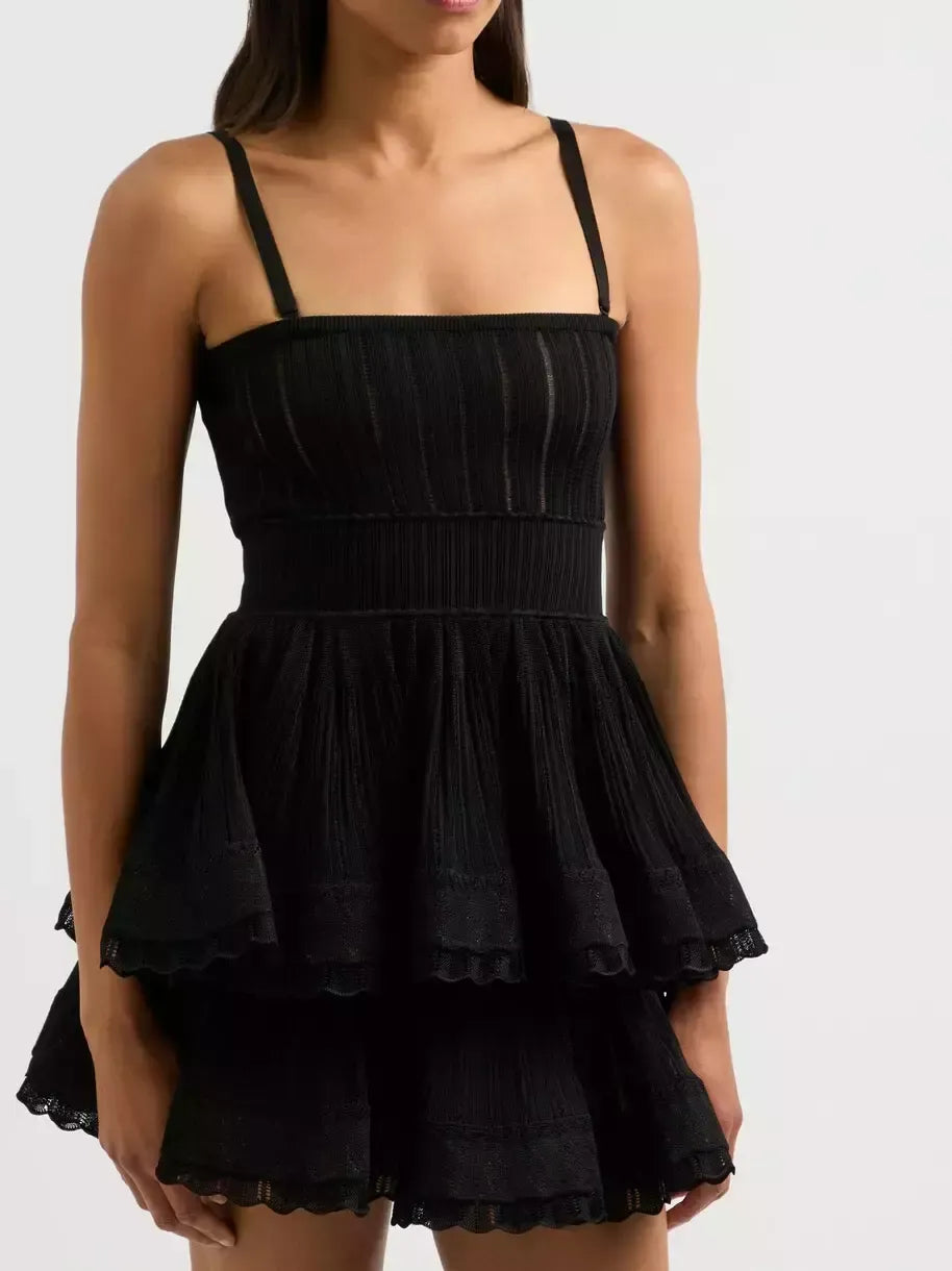 Knit Crinoline Top and Short Set in Black - Suits & Sets
