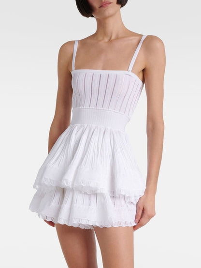 Knit Crinoline Top and Short Set in White - Suits & Sets