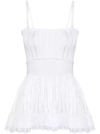 Knit Crinoline Top and Short Set in White - Suits & Sets