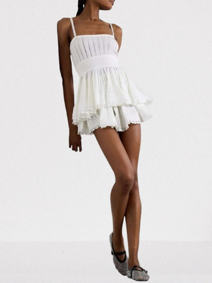 Knit Crinoline Top and Short Set in White - Suits & Sets