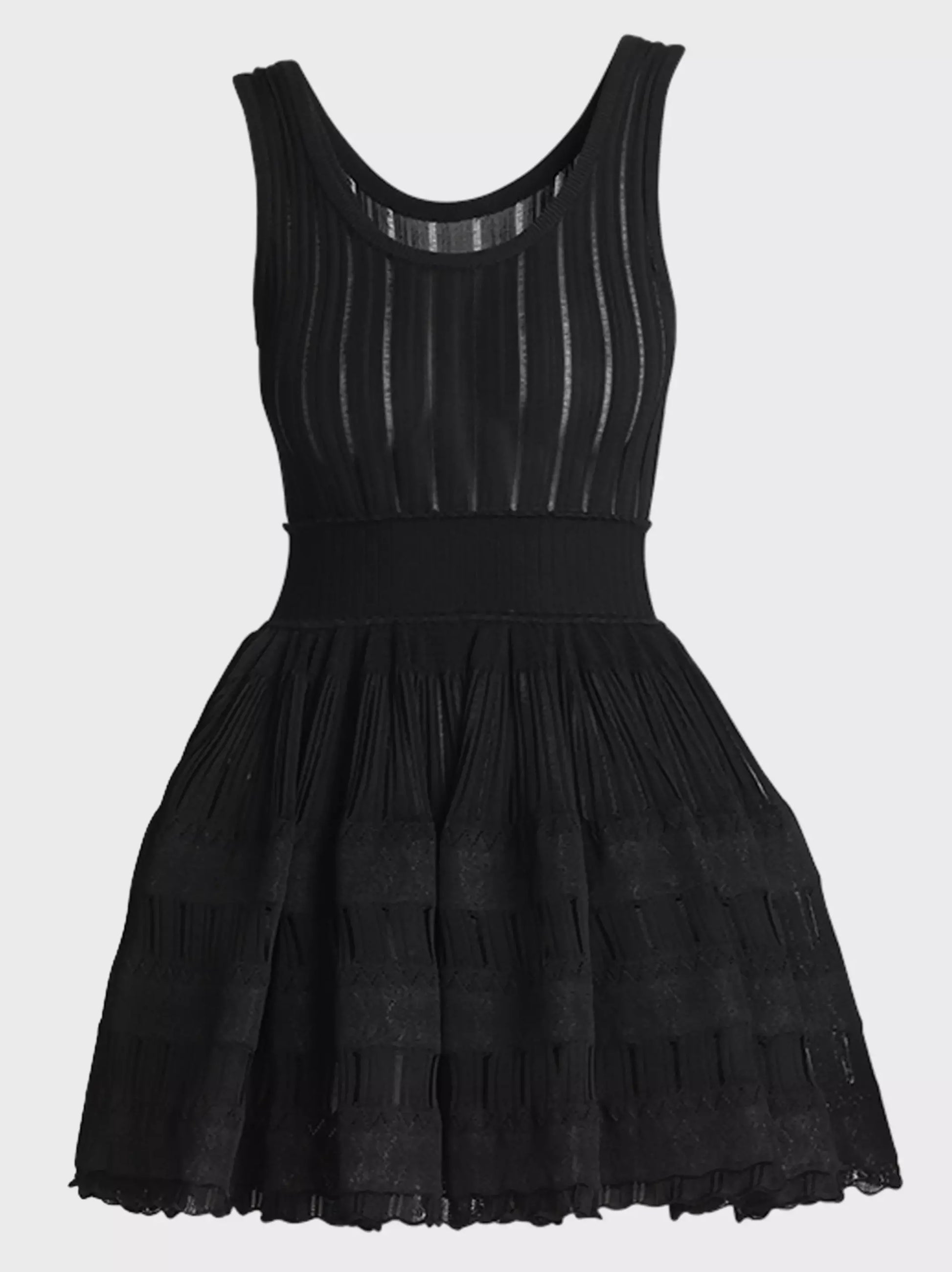 Sleeveless black Knit Fit and Flare Skater Tank Dress for stylish summer outings