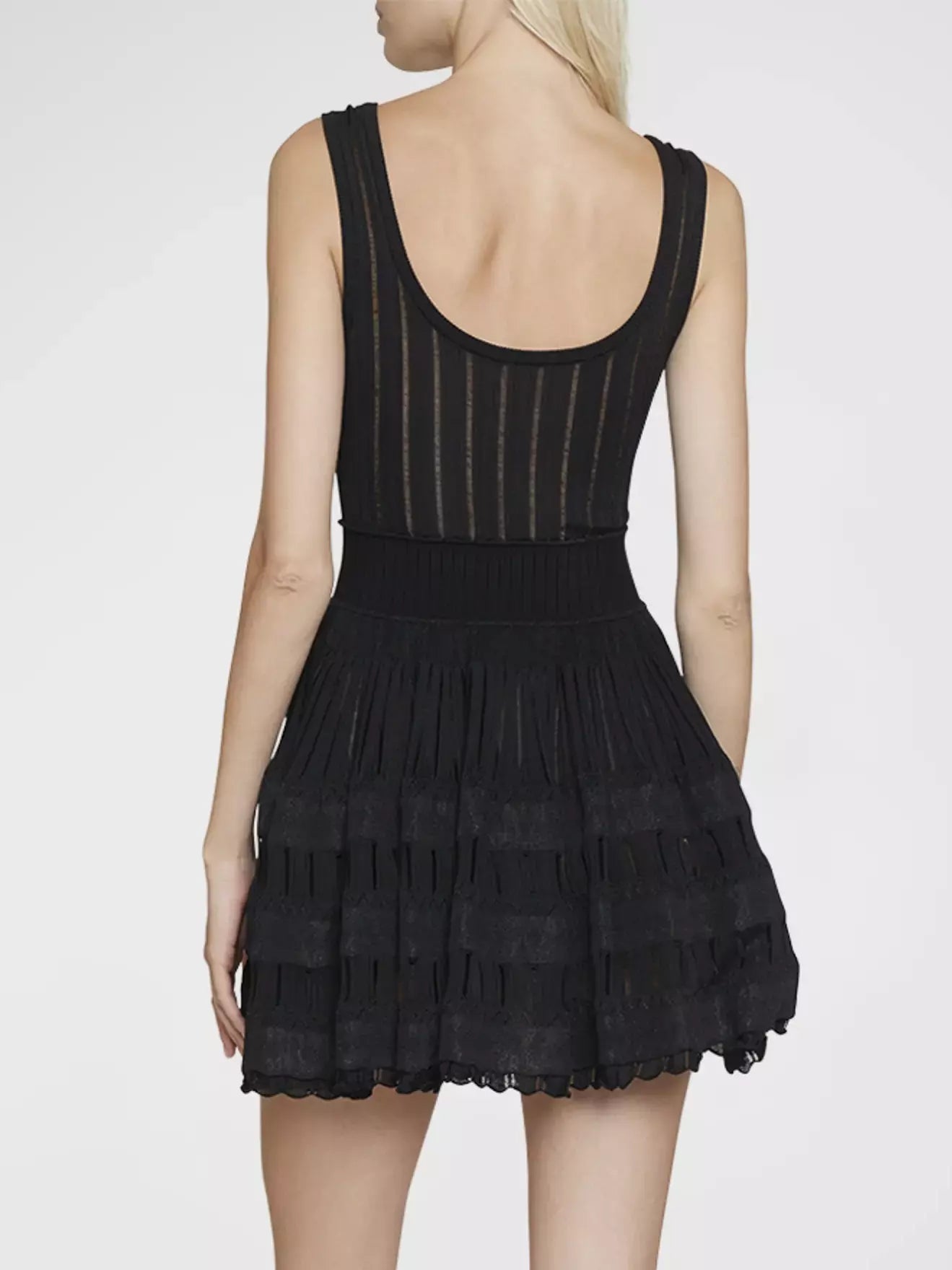 Black sleeveless Knit Fit and Flare Skater Tank Dress showcasing stylish design