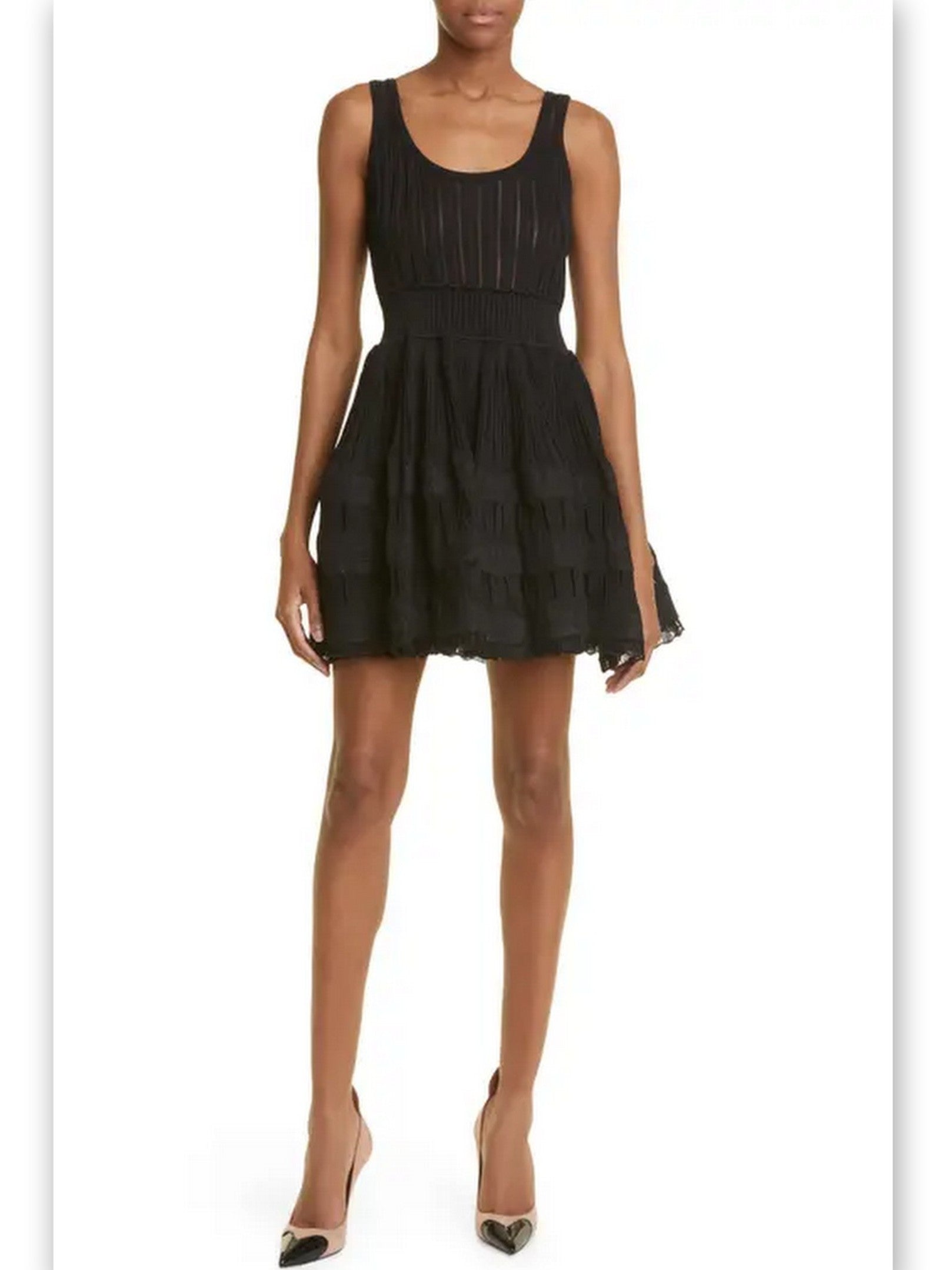 Sleeveless black Knit Fit and Flare Skater Tank Dress perfect for casual outings
