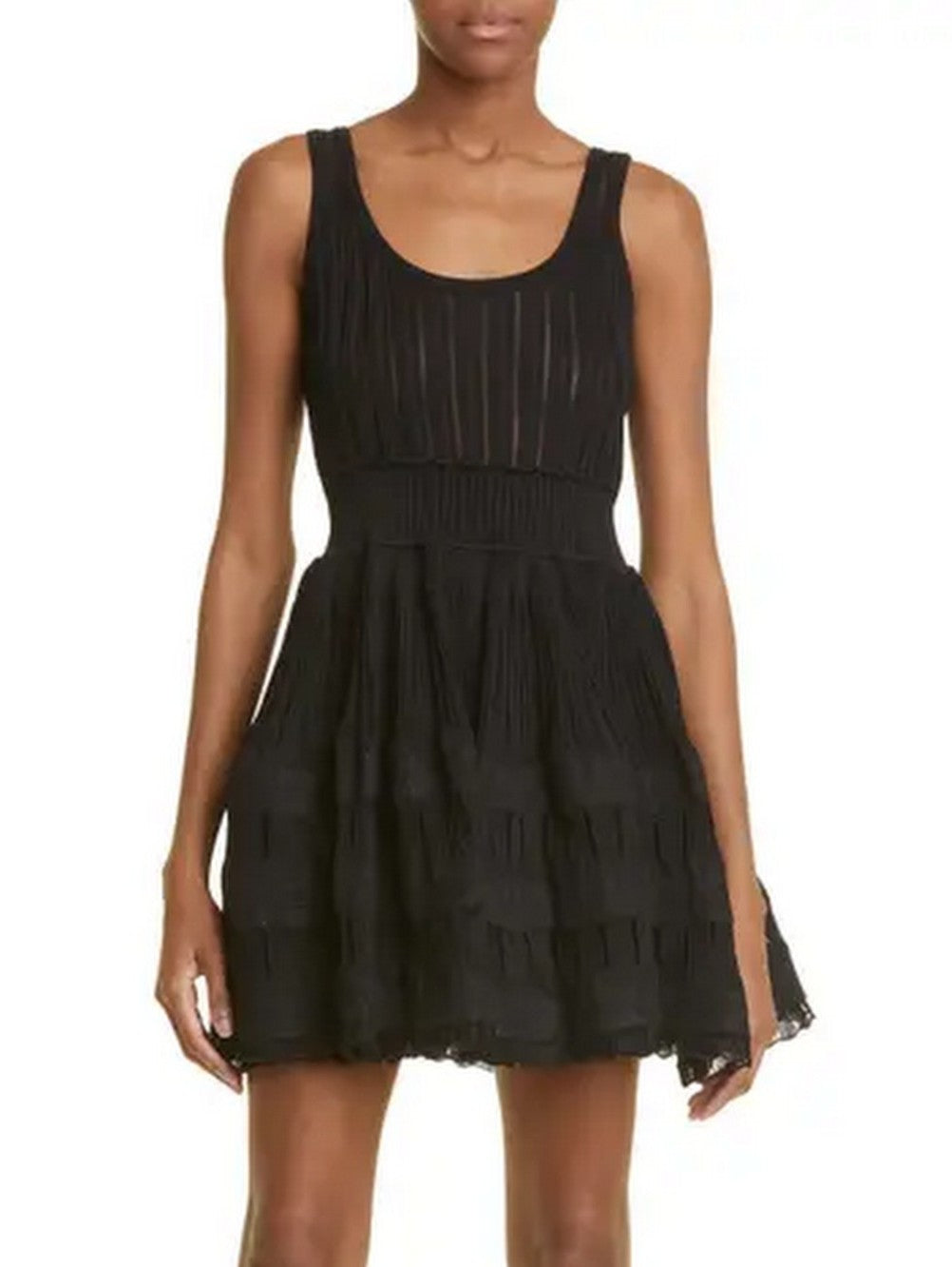 Sleeveless black knit fit and flare skater tank dress perfect for casual outings