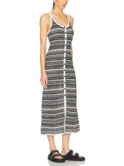 Knit Multicolor Sleeveless Maxi Dress - Dresses