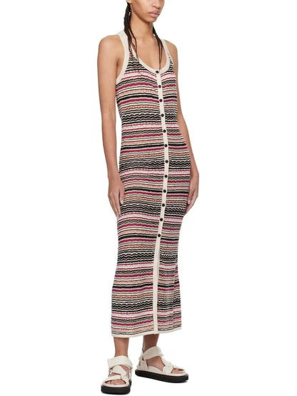 Knit Multicolor Sleeveless Maxi Dress - Dresses