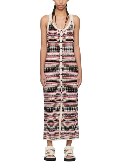 Knit Multicolor Sleeveless Maxi Dress - s - Dresses