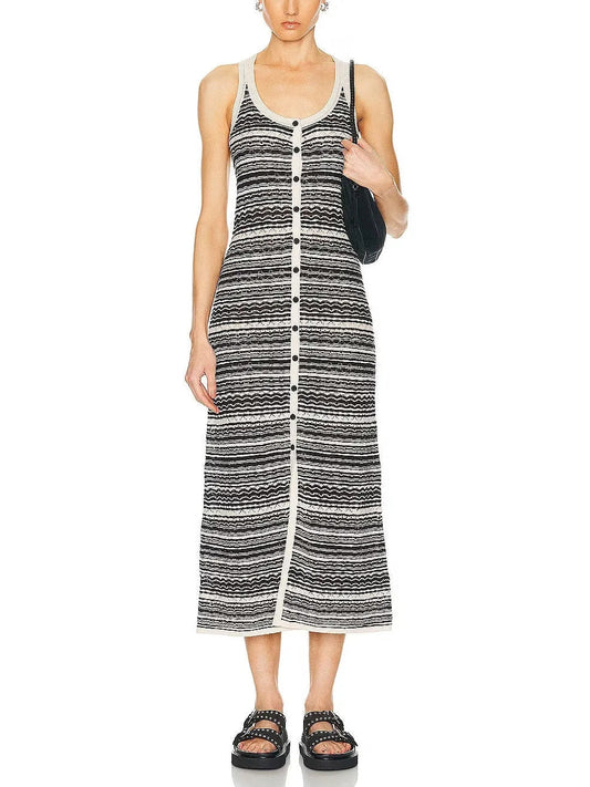 Knit Multicolor Sleeveless Maxi Dress - small - Dresses