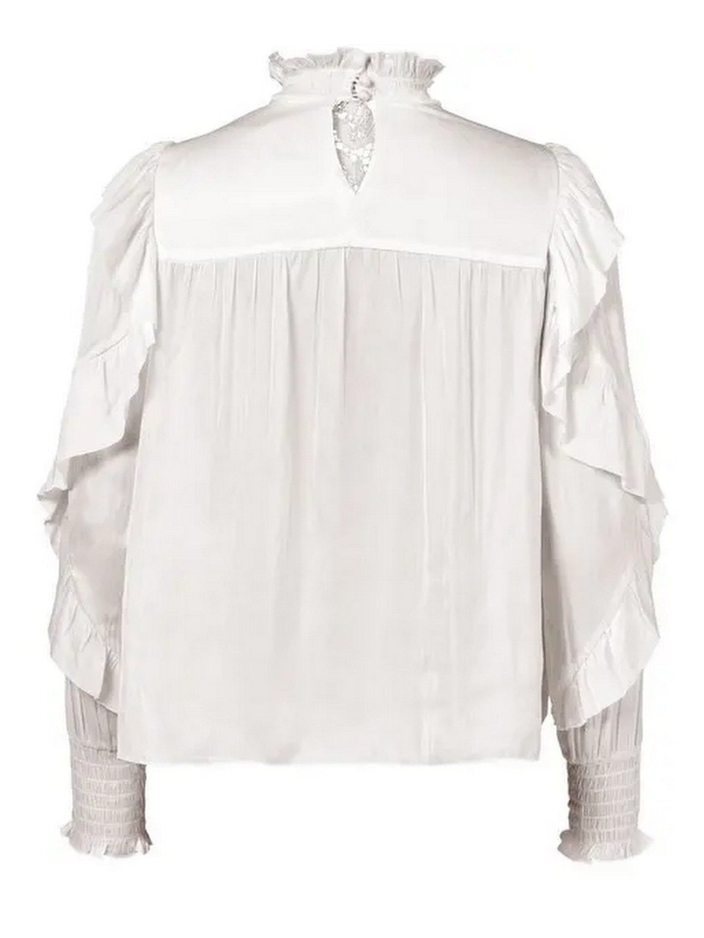 Lace and Ruffle Long-Sleeve Blouse - Tops