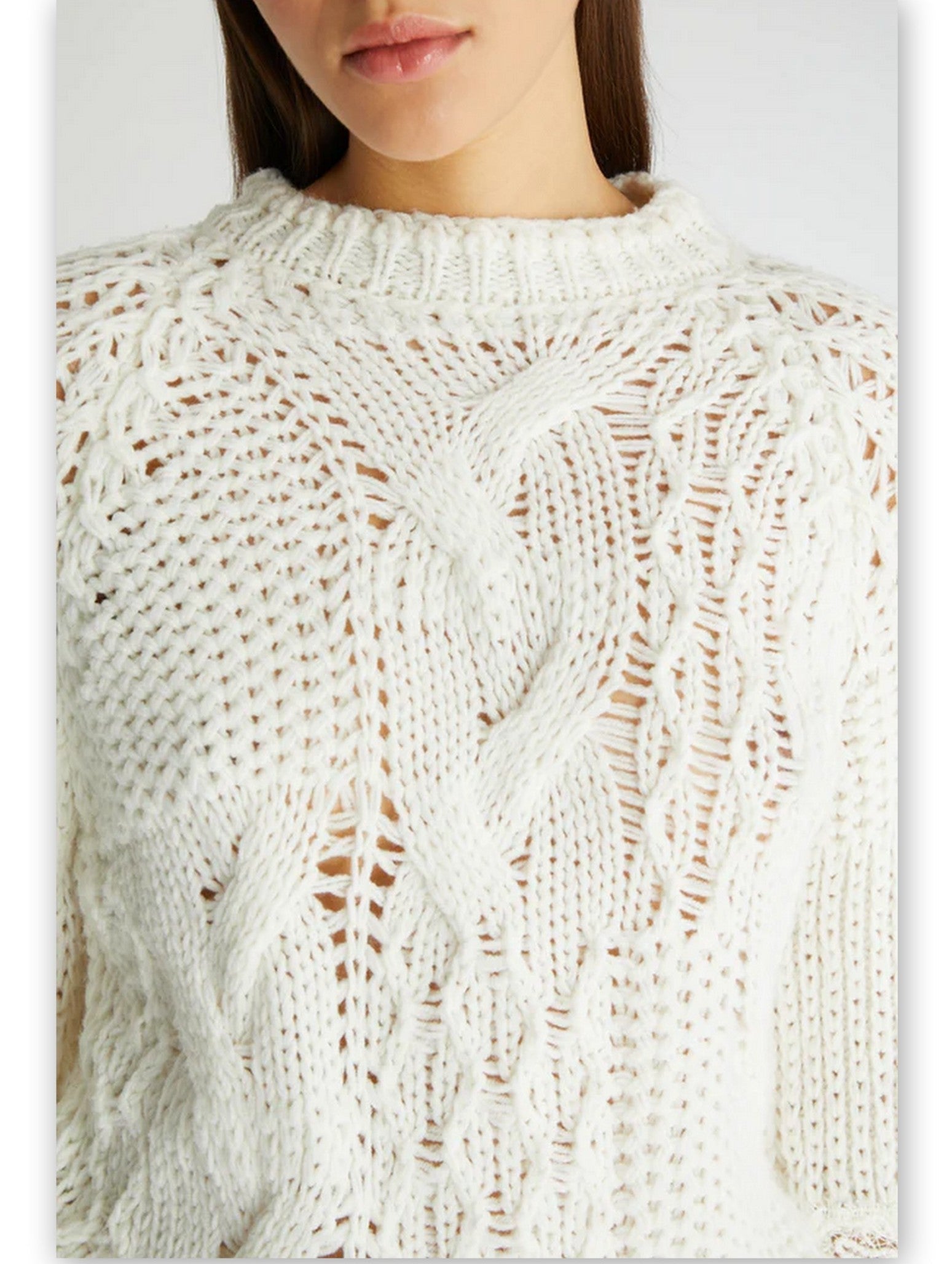 Lace-Patch Woven Wool-Blend Sweater - Sweaters & Knitwear