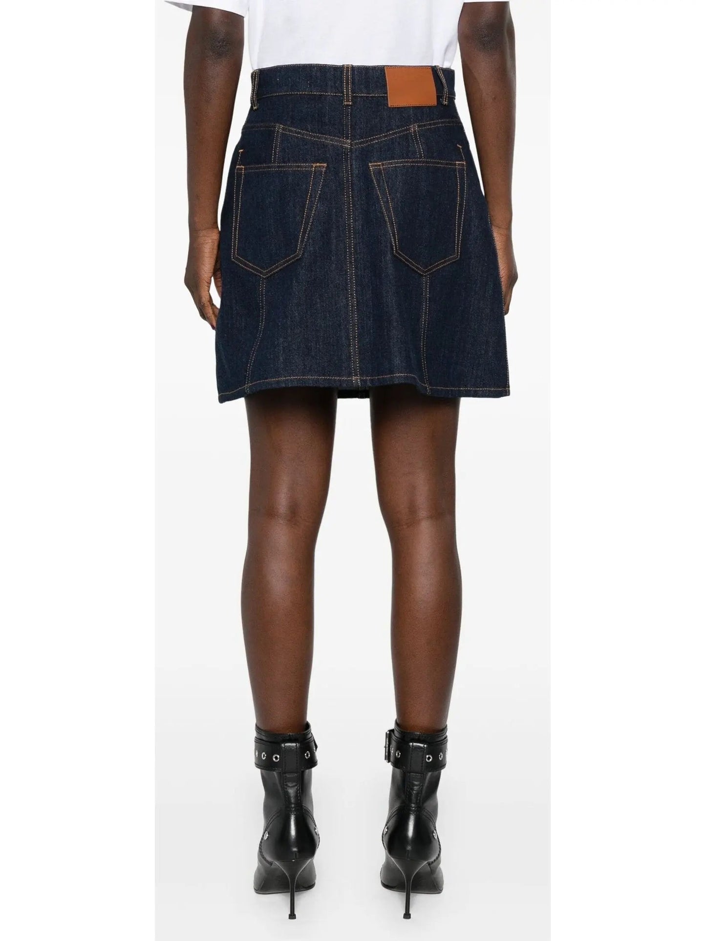 Lace-Up Denim Mini Skirt - Skirts