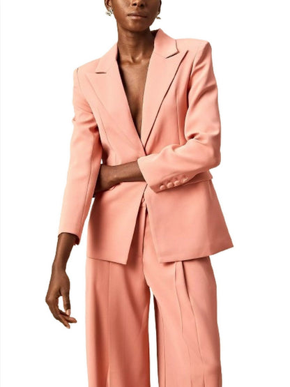 Laser-Cut Single-Breasted Blazer and Wide-Leg Pant Set - Suits & Sets