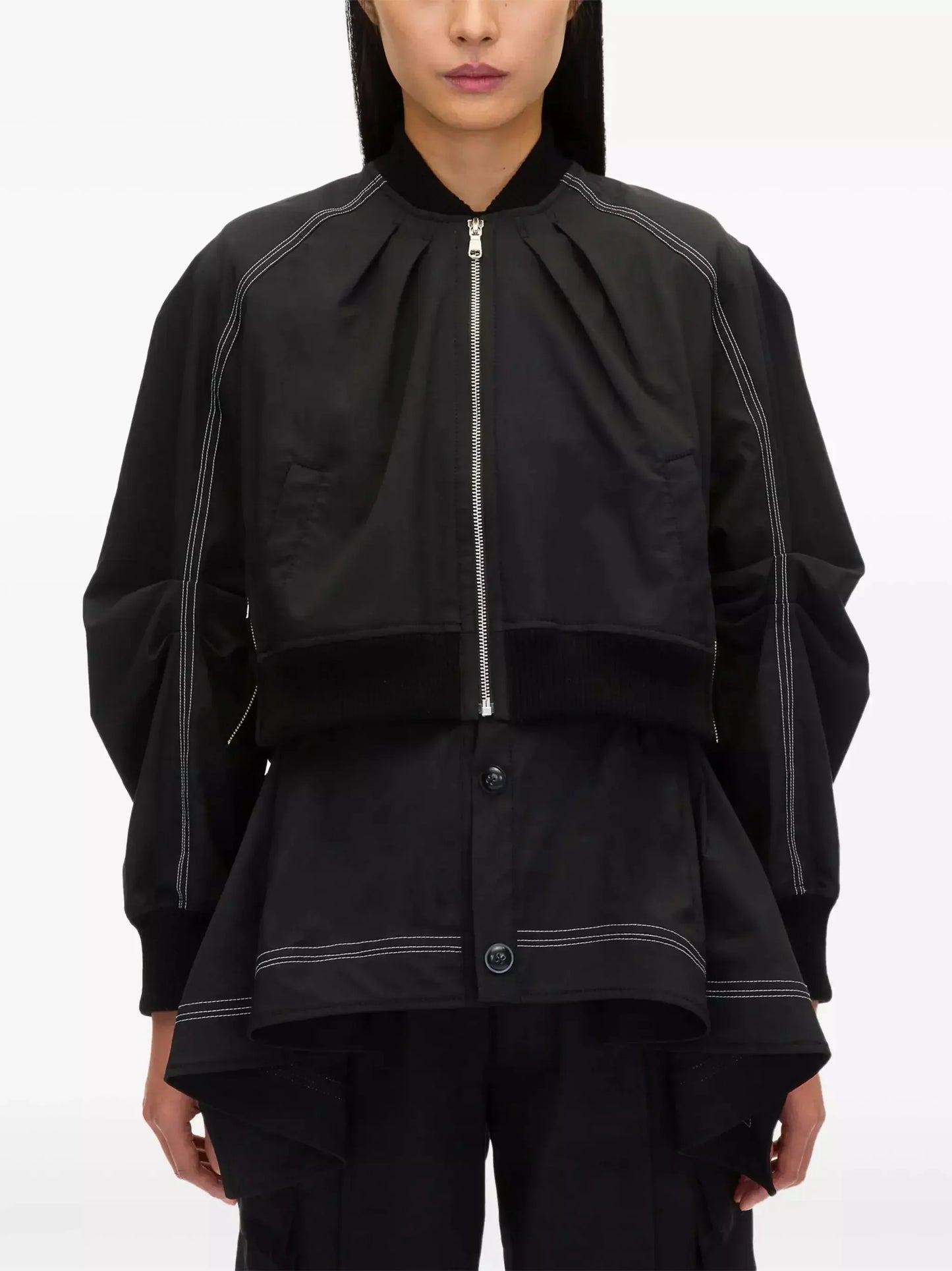 Layered Cotton-Blend Jacket in Black - Jackets
