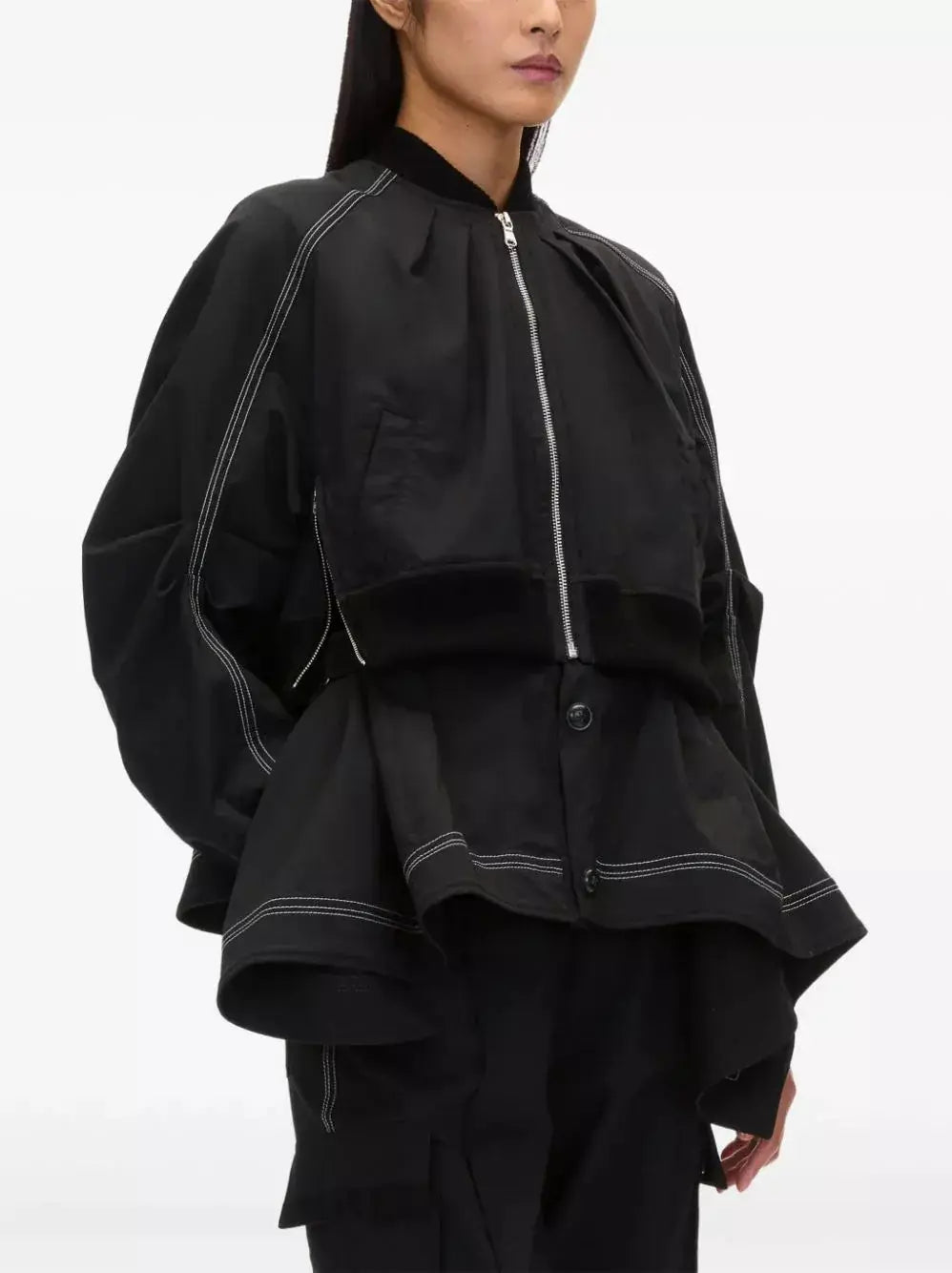 Layered Cotton-Blend Jacket in Black - Jackets