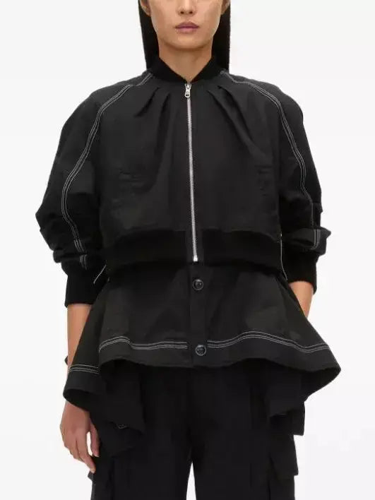 Layered Cotton-Blend Jacket in Black - Jackets