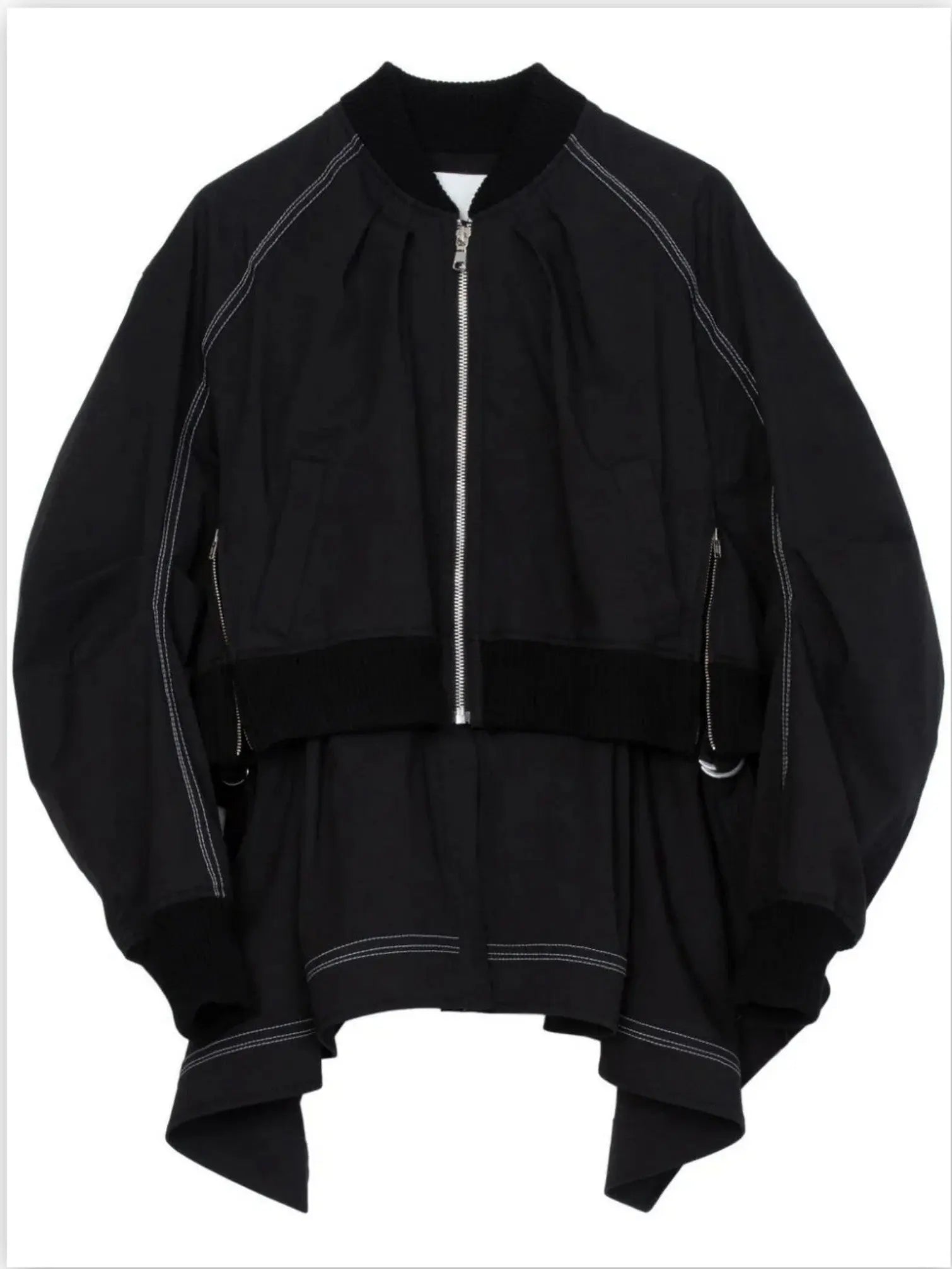 Layered Cotton-Blend Jacket in Black - Jackets