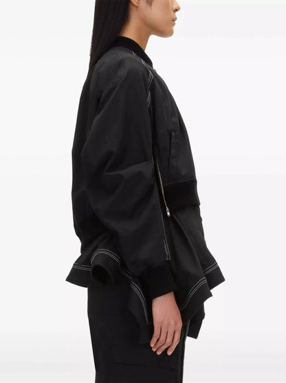 Layered Cotton-Blend Jacket in Black - Jackets