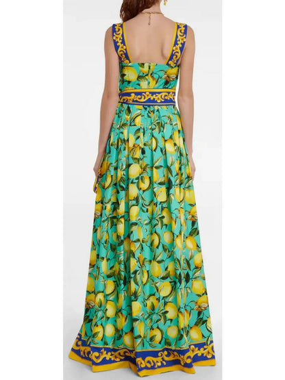 Lemon Printed Maxi Dress - Dresses