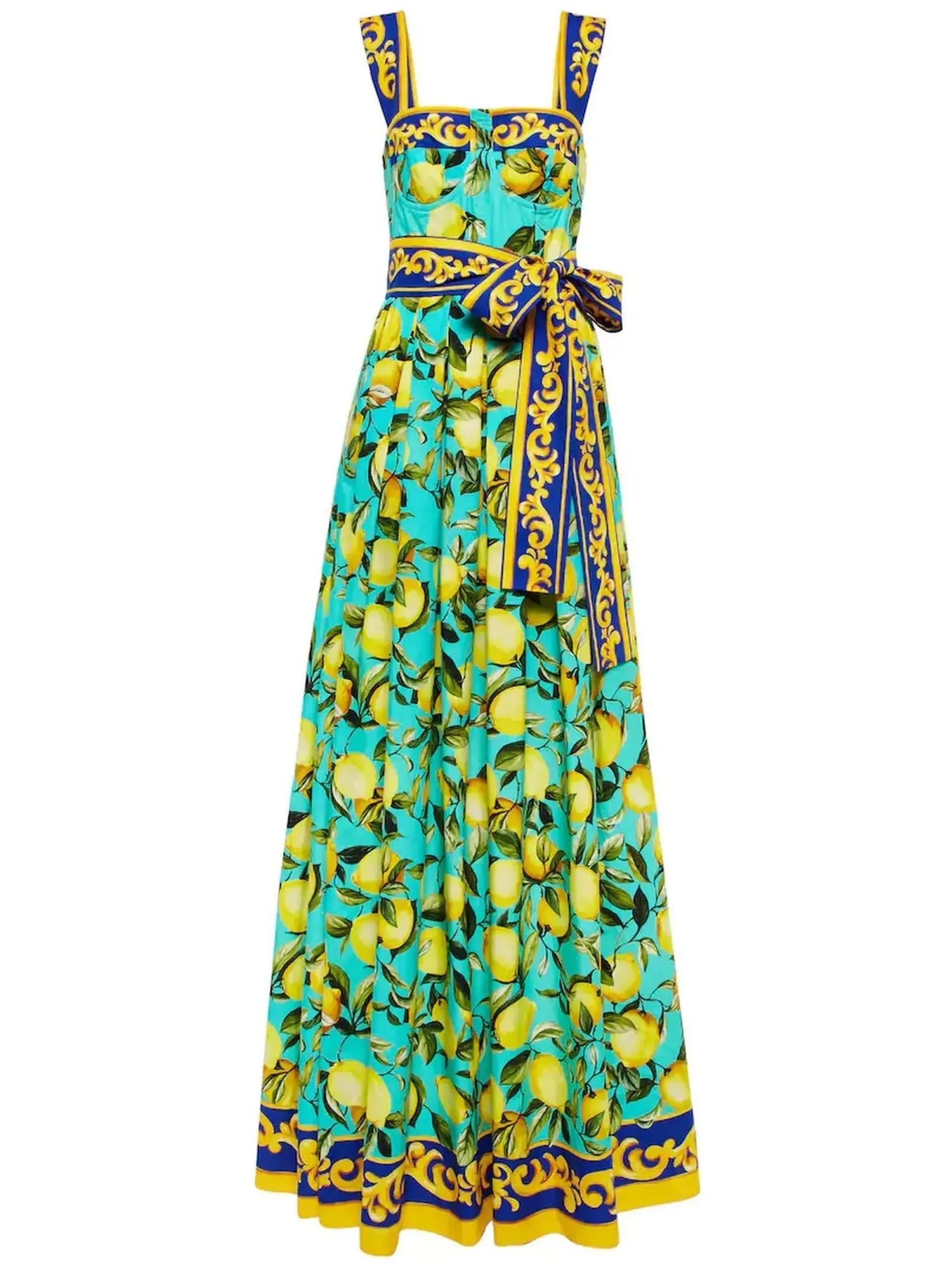 Lemon Printed Maxi Dress - Dresses