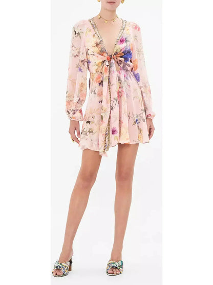 Letters from the Pink Room Short Wrap Tie Dress - Dresses