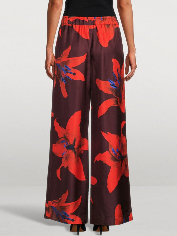 Lily Print Silk Drawstring Pants - Jeans & Pants