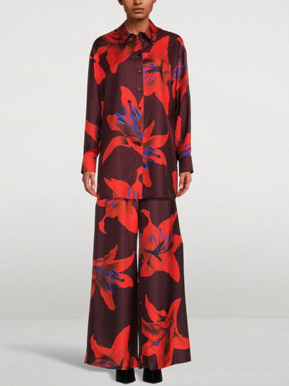 Lily Print Silk Drawstring Pants - Jeans & Pants