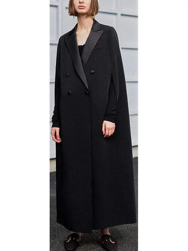 Long Black Cloak Coat - Coats