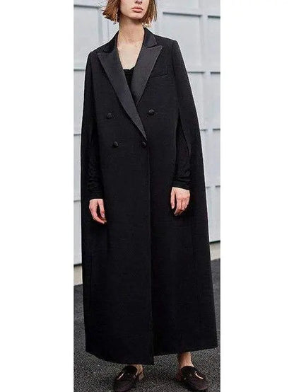 Long Black Cloak Coat - Coats