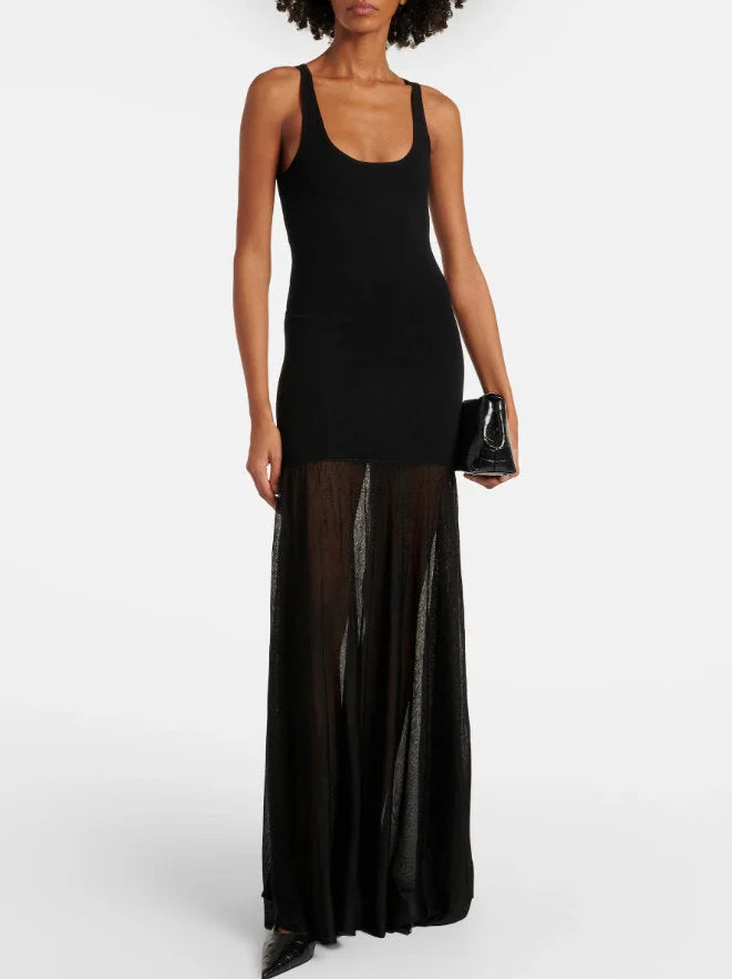 Long Black Evening Tank Dress - Dresses
