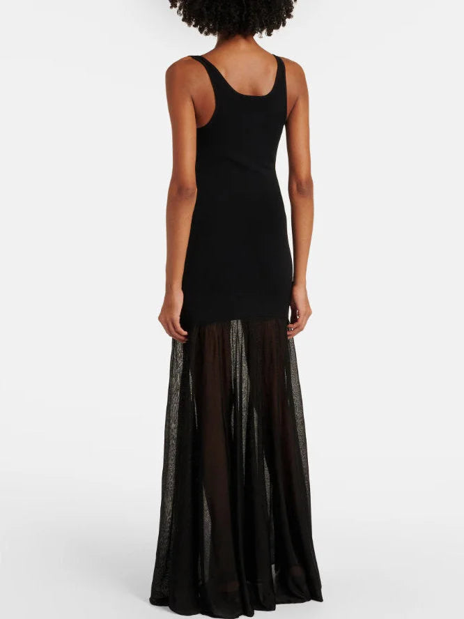 Long Black Evening Tank Dress - Dresses