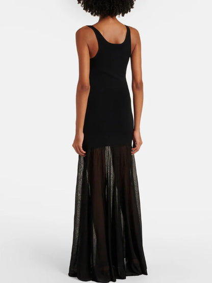 Long Black Evening Tank Dress - Dresses