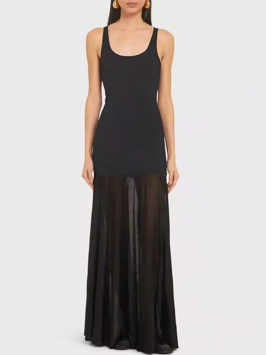 Long Black Evening Tank Dress - Small - Dresses