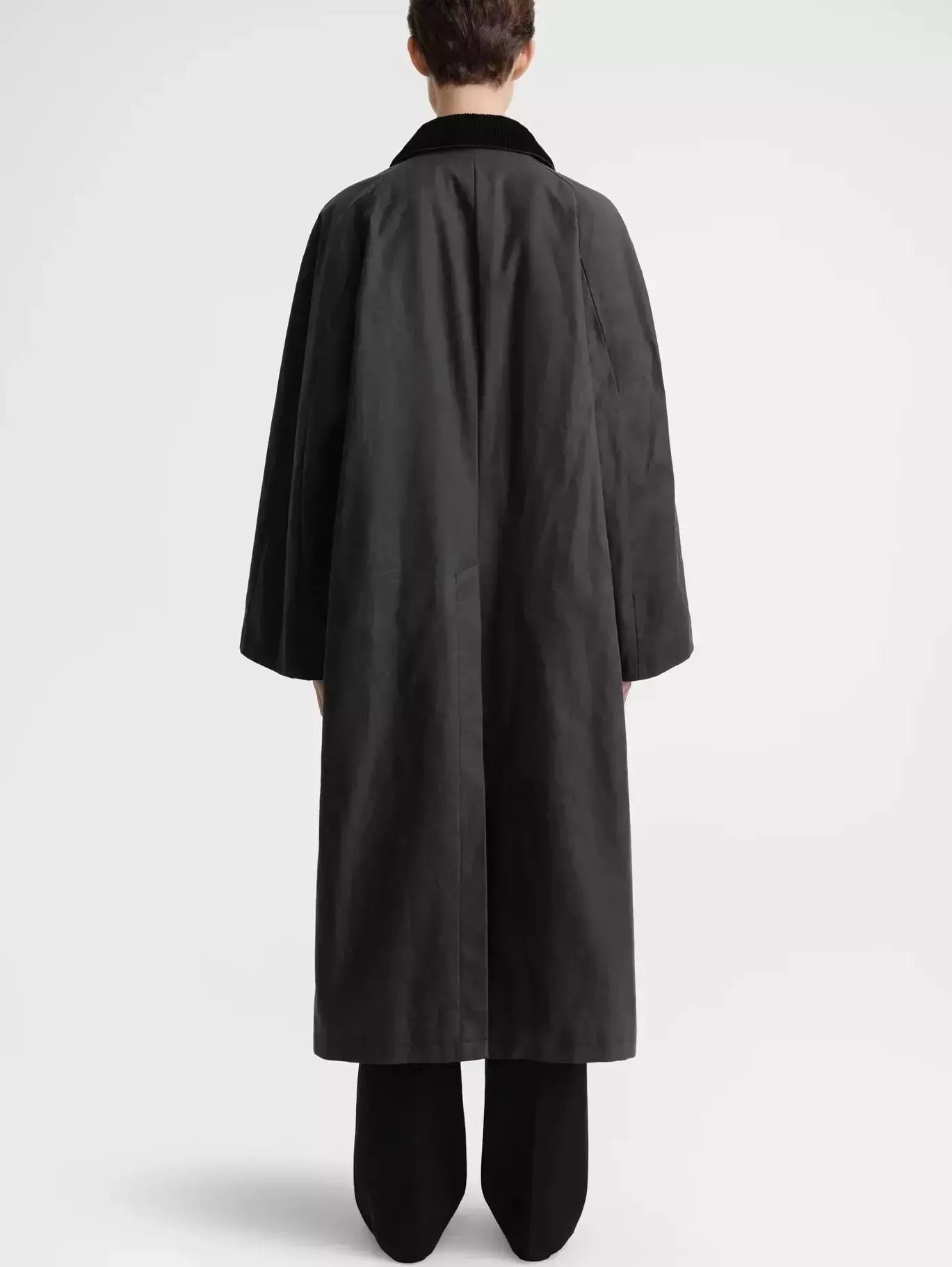 Long Coat with Quilted Lining and Corduroy Collar - Coats