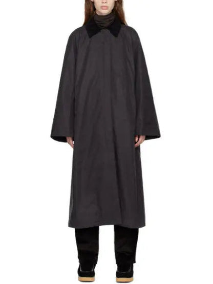 Long Coat with Quilted Lining and Corduroy Collar - Coats