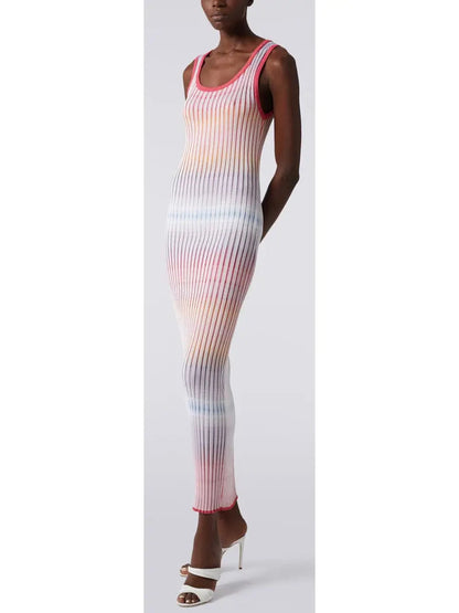 Long Dress in Ribbed Viscose - s - Dresses