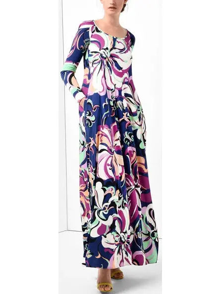 Long Floral Print Dress - Dresses