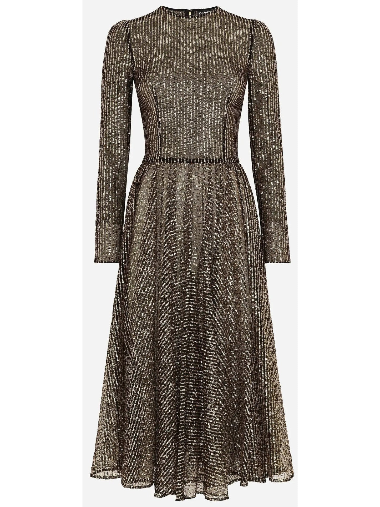 Long-Sleeved Sequined Midi Dress - Dresses