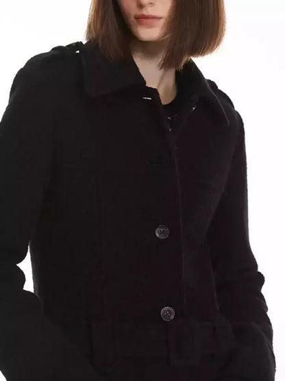Long Structured Wool Belted Coat - Coats
