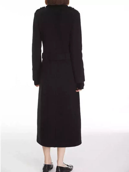 Long Structured Wool Belted Coat - Coats