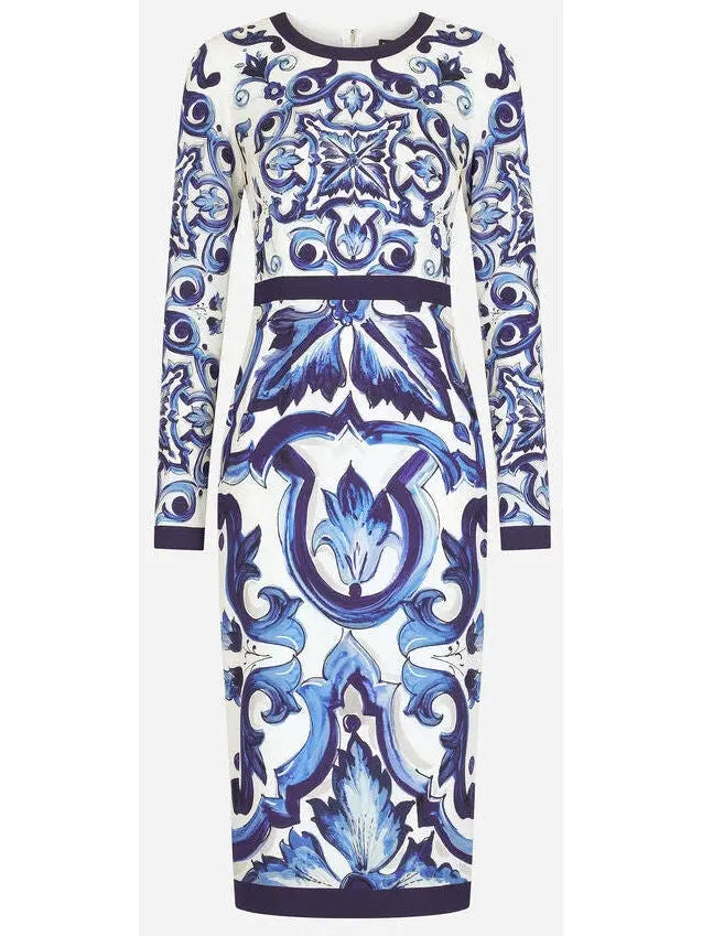 Majolica-Print Charmeuse Midi Dress - Dresses