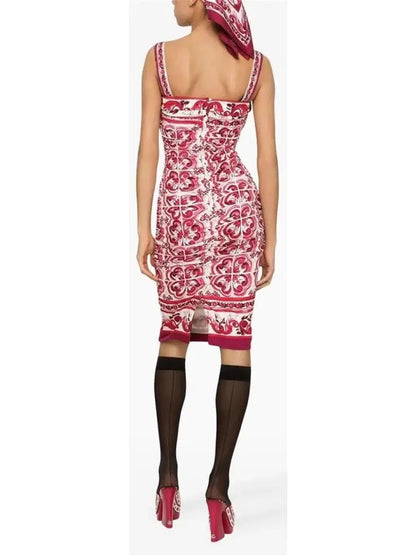Majolica Print Fitted Dress - Dresses