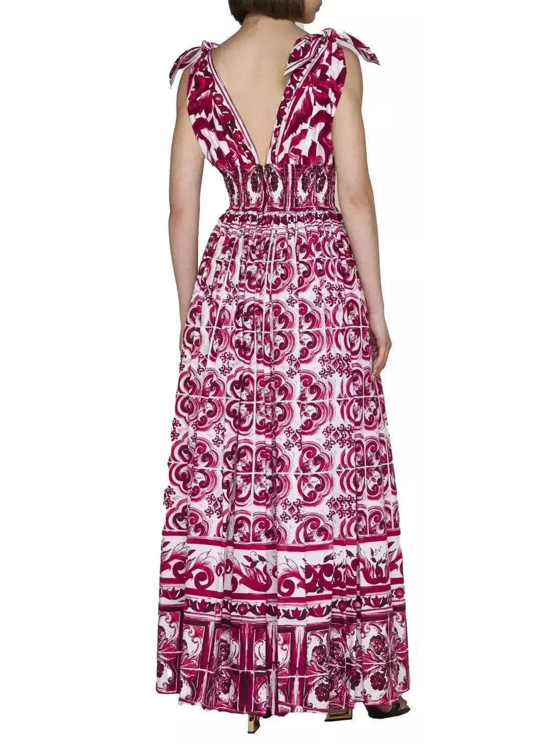 Majolica Print Halter Maxi Dress - Dresses